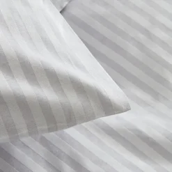 Karaca Home Josef Satin Doppel-Bettbezug Set Gestreift Grau