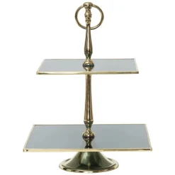Karaca Home Line Dekorativer 2-stöckiger goldener Tortenständer 25 cm