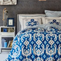 Karaca Home Neos Blaues Baumwolle Doppel Bettbezug-Set