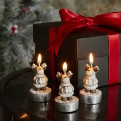 Karaca Home New Year Rentier 3er Teelichtkerze 14x9,3x6 cm