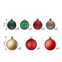 Karaca Home Red Gold 34-teiliges Baumschmuck-Set