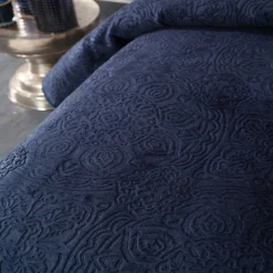 Karaca Home Scala Dunkelblau Einzelbett Embossed Decke