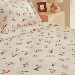 Karaca Home Silvie 100% Baumwolle Doppelbett Tagesdecke Set Rot