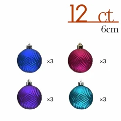 Karaca Home Weihnachten Bunte Baumschmuck Set, 12 Teilig, 6 cm