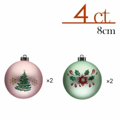 Karaca Home Weihnachten Hübsches Baumschmuck Set, 4 Teilig, 8 cm