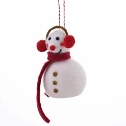 Karaca Home Weihnachten Schneemann mit Ohrenschützer Baumschmuck, 8x13 cm