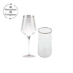 Karaca Ines 24-teiliges Gold Gläser-Set für 12 Personen