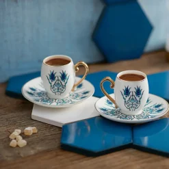 Karaca Iznik 4 teiliges Mochatassen Espressotassen Set für 2 Personen