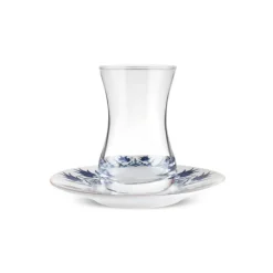 Karaca Iznik 12-teiliges Türkisches Teeset aus Bone China für 6 Personen, 130 ml, Blau