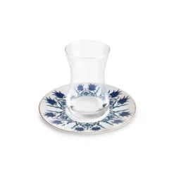 Karaca Iznik 12-teiliges Türkisches Teeset aus Bone China für 6 Personen, 130 ml, Blau