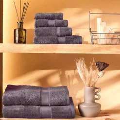 Karaca Joey Gästehandtuch aus Egyptian Baumwolle, Anthrazit, 30x50 cm