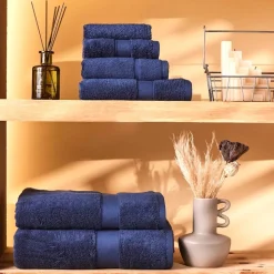 Karaca Joey Waschlappen aus Egyptian Baumwolle, Dunkelblau, 16x22 cm