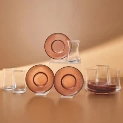 Karaca Juliet Mocha Mousse 12-teiliges Teegläser-Set für 6 Personen, 170 ml