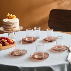 Karaca Juliet Mocha Mousse 12-teiliges Teegläser-Set für 6 Personen, 170 ml