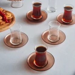 Karaca Juliet Mocha Mousse 12-teiliges Teegläser-Set für 6 Personen, 170 ml