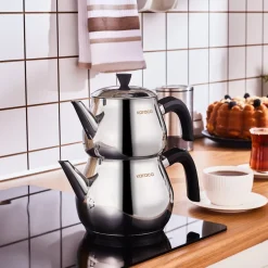 Karaca Kayra Schwarze Turkisches Teekannen-Set