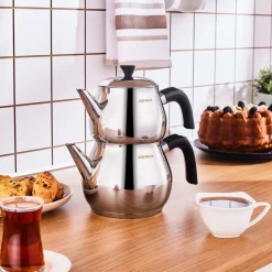 Karaca Kayra Schwarze Turkisches Teekannen-Set