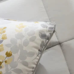 Karaca Leaf Graues Einzel Comforter Set 135x200+50x70