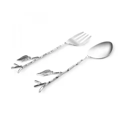 Karaca Leaf Servierbesteck Silber-Gold – Löffel- und Gabelset