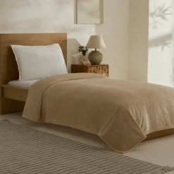 Karaca Leaves Ecru Einzelbettdecke 150x200