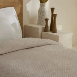 Karaca Leaves Graue Einzelbettdecke 150x200