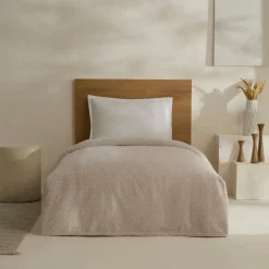 Karaca Leaves Graue Einzelbettdecke 150x200