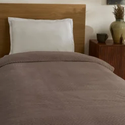 Karaca Leaves Steingrau Einzelbettdecke 150x200