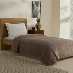 Karaca Leaves Steingrau Einzelbettdecke 150x200