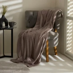 Karaca Leaves Steingraue Welsoft TV Decke 130x150