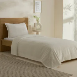 Karaca Leaves Weiße Einzelbettdecke 150x200