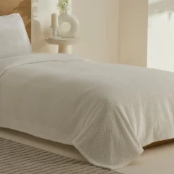 Karaca Leaves Weiße Einzelbettdecke 150x200