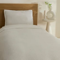 Karaca Leaves Weiße Einzelbettdecke 150x200