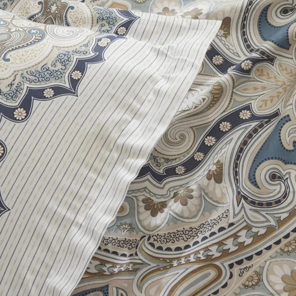 Karaca Lemy Bettwäsche-Set aus 100 % Baumwoll-Satin, Einzelbett, Blau