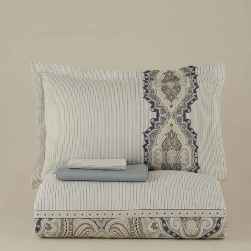 Karaca Lemy Bettwäsche-Set aus 100 % Baumwoll-Satin, Einzelbett, Blau