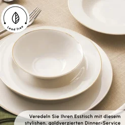 Karaca Lexi Gold 56-teiliges Tafelgeschirr-Set für 12 Personen