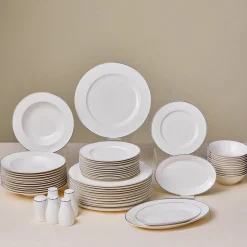 Karaca Lexi Platin 56-teiliges Tafelgeschirr-Set für 12 Personen aus Porzellan