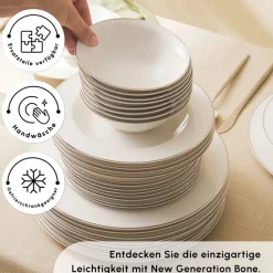 Karaca Lexi Platin 56-teiliges Tafelgeschirr-Set für 12 Personen aus Porzellan