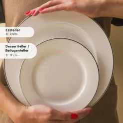 Karaca Lexi Platin 56-teiliges Tafelgeschirr-Set für 12 Personen aus Porzellan