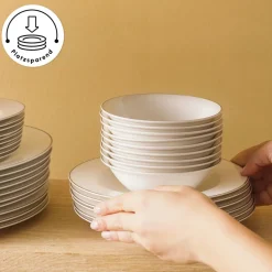 Karaca Lexi Platin 56-teiliges Tafelgeschirr-Set für 12 Personen aus Porzellan