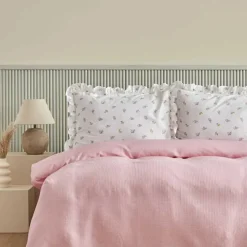Karaca Lidya Bettwäsche-Set aus 100 % Baumwolle, Doppelbett, Rosa