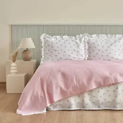 Karaca Lidya Bettwäsche-Set aus 100 % Baumwolle, Doppelbett, Rosa