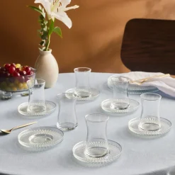 Karaca Lily 12-teiliges Türkisches Teeset für 6 Personen, 170 ml, Luster