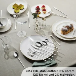 Karaca Look 316+ Stahl 84-teiliges Premium Besteckset für 12 Personen