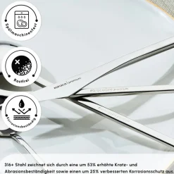 Karaca Look 316+ Stahl 84-teiliges Premium Besteckset für 12 Personen