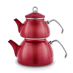 Karaca Loreto Emaille-Teekannen-Set – Rot