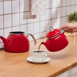 Karaca Loreto Emaille-Teekannen-Set – Rot