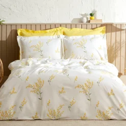 Karaca Loretta 100% Baumwolle Doppelbett Bettwäsche Set, Gelb