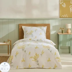 Karaca Loretta Renforcé Bettwäsche-Set, Einzelbett, Gelb