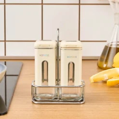 Karaca Luminous, 3-teiliger Salz- und Pfefferstreuer, Creme