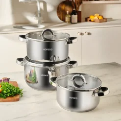 Karaca Magnus XLarge 6-teiliges Edelstahl-Topfset mit Induktionsboden